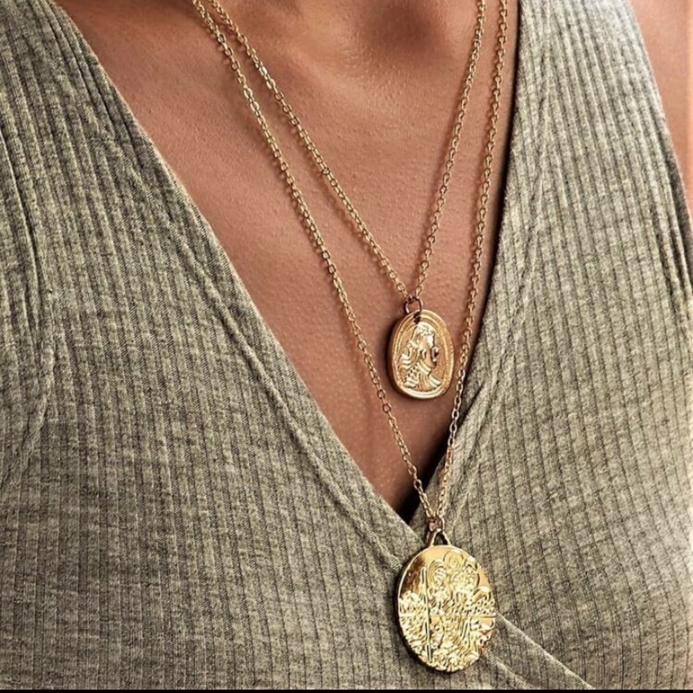 Coin Charm Layered Necklace